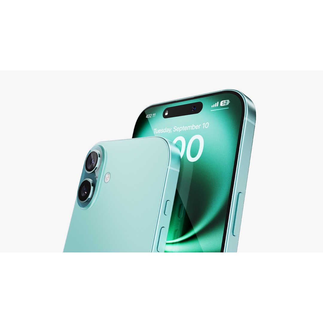 Apple iPhone 16 Plus Teal 3D Model – High Poly PBR Asset, FBX, OBJ - View 7