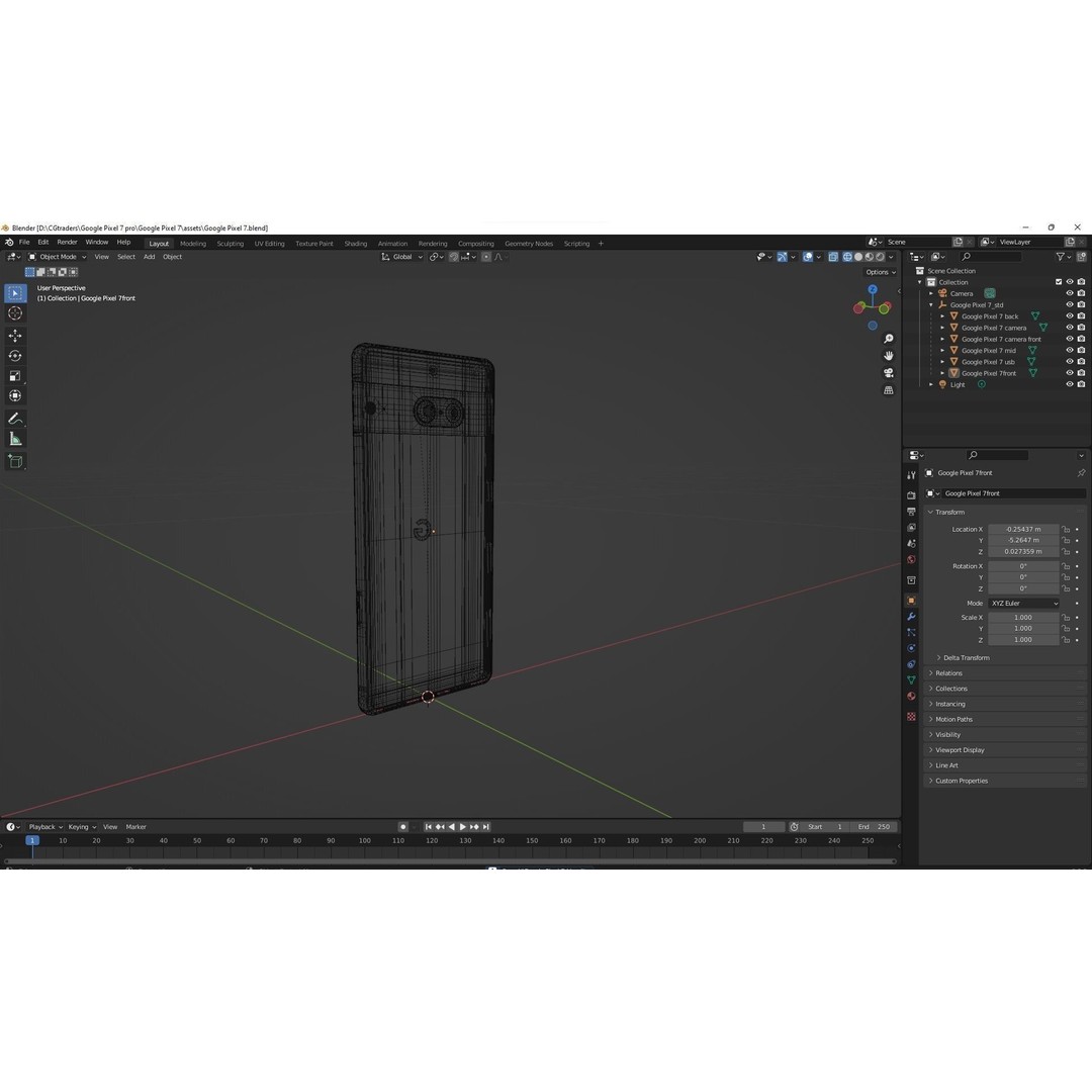 Google Pixel 7 3D Model – Low Poly Smartphone, FBX, OBJ, Blender - View 44