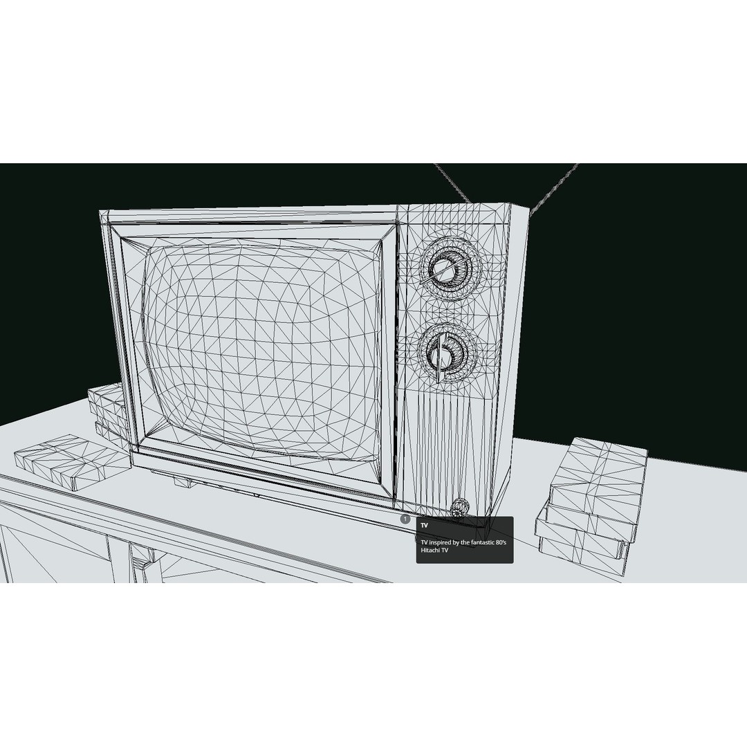Retro TV Set 3D Model – Low Poly Vintage Electronics, FBX - View 17