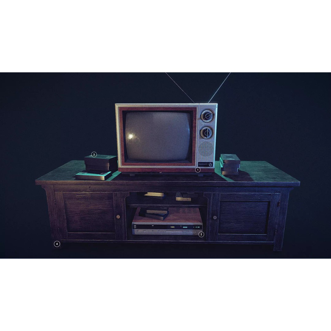 Retro TV Set 3D Model – Low Poly Vintage Electronics, FBX - View 2