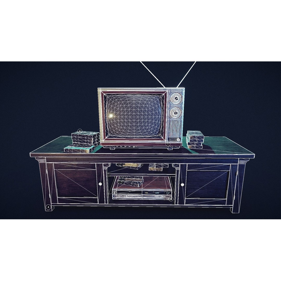 Retro TV Set 3D Model – Low Poly Vintage Electronics, FBX - View 3