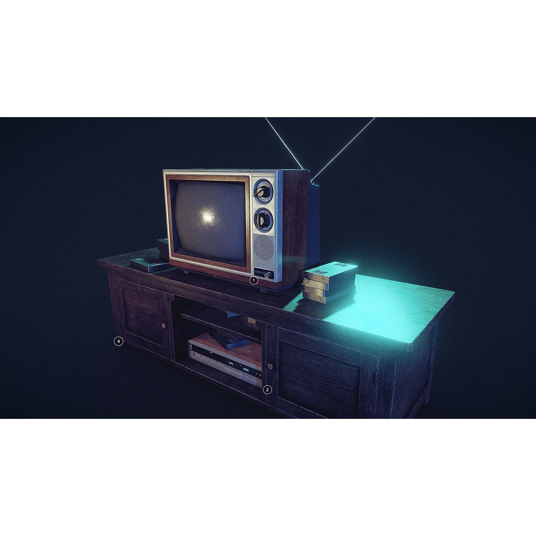 Retro TV Set 3D Model – Low Poly Vintage Electronics, FBX - View 4