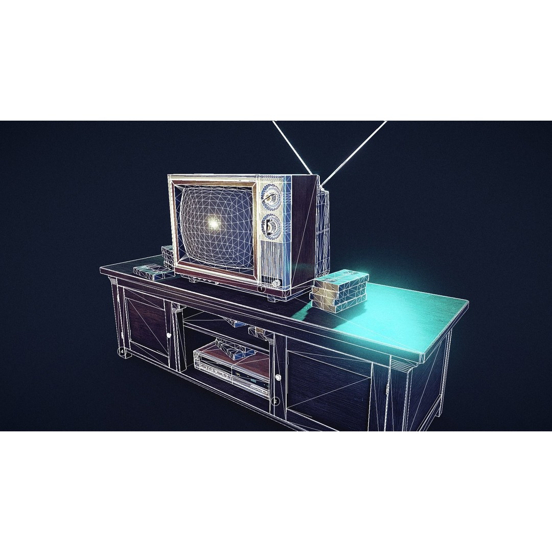 Retro TV Set 3D Model – Low Poly Vintage Electronics, FBX - View 5