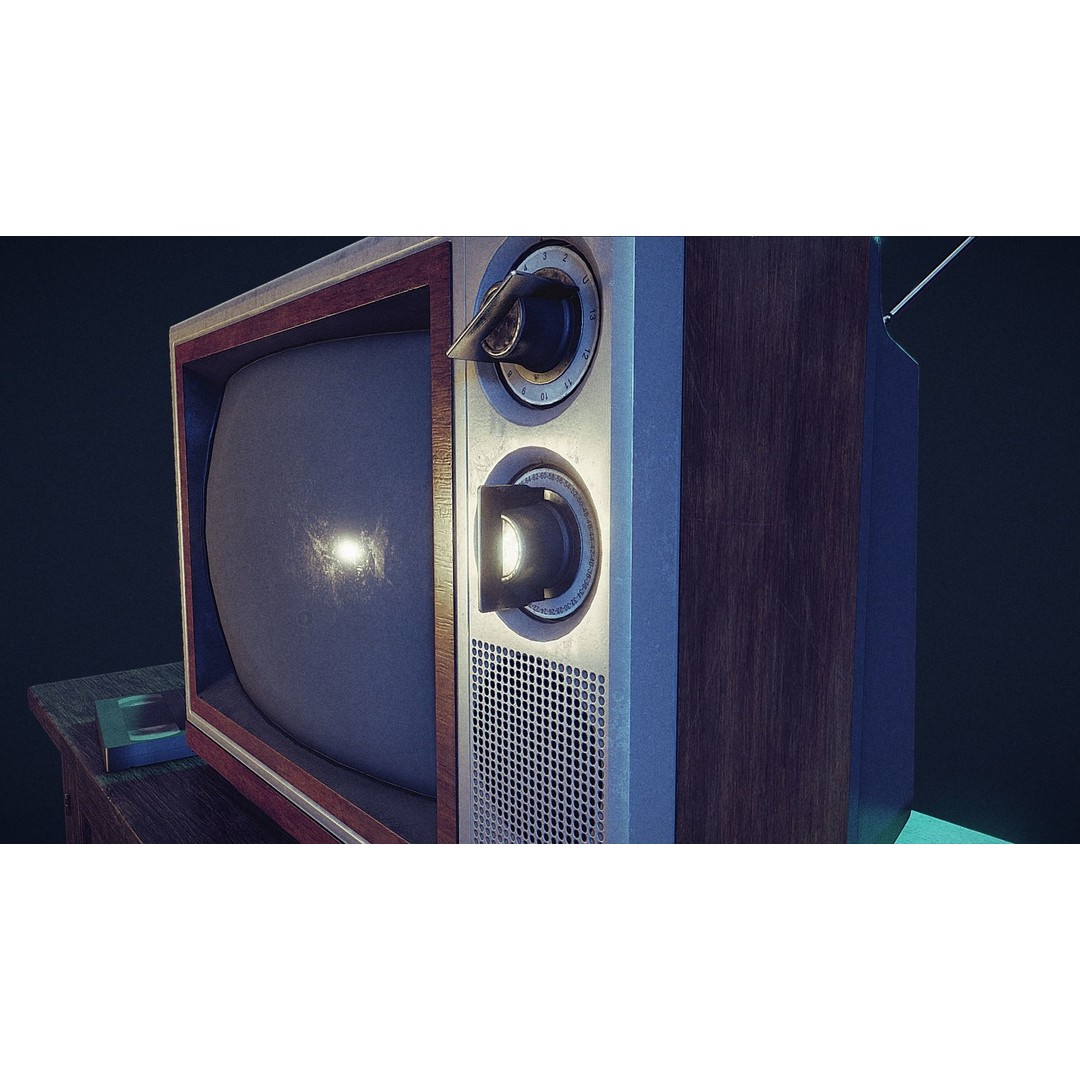 Retro TV Set 3D Model – Low Poly Vintage Electronics, FBX - View 6