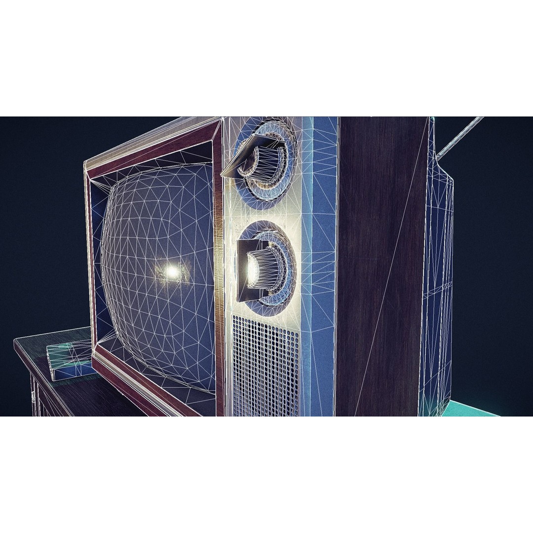 Retro TV Set 3D Model – Low Poly Vintage Electronics, FBX - View 7