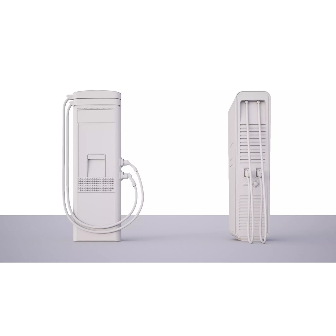Electric Car Charging Station 3D Model – High Res V-Ray Ready, FBX, OBJ - View 2
