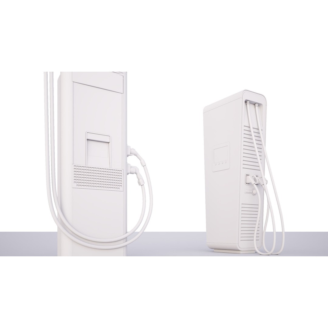 Electric Car Charging Station 3D Model – High Res V-Ray Ready, FBX, OBJ - View 3