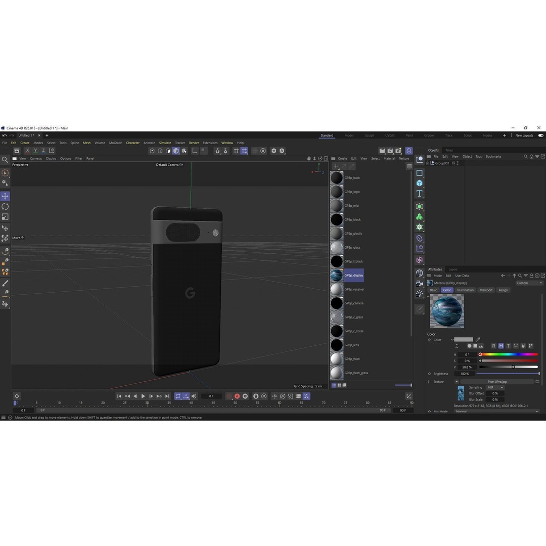 Google Pixel 8 Obsidian 3D Model – Low Poly Game Asset, FBX, OBJ, Blender - View 22