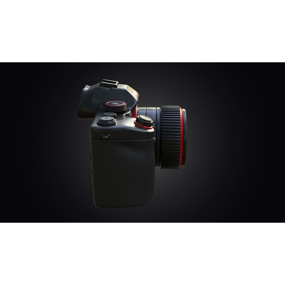 Red Accents DSLR Camera 3D Model – High Poly PBR Asset, FBX - View 11