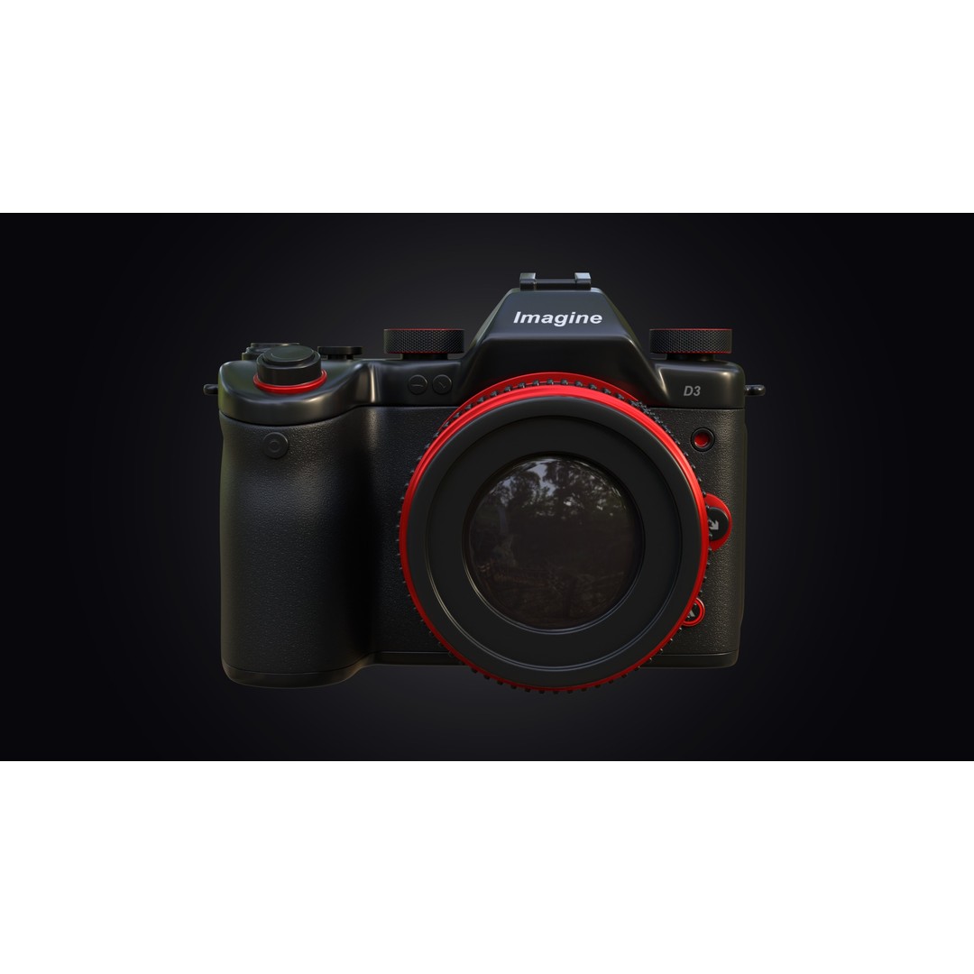 Red Accents DSLR Camera 3D Model – High Poly PBR Asset, FBX - View 5