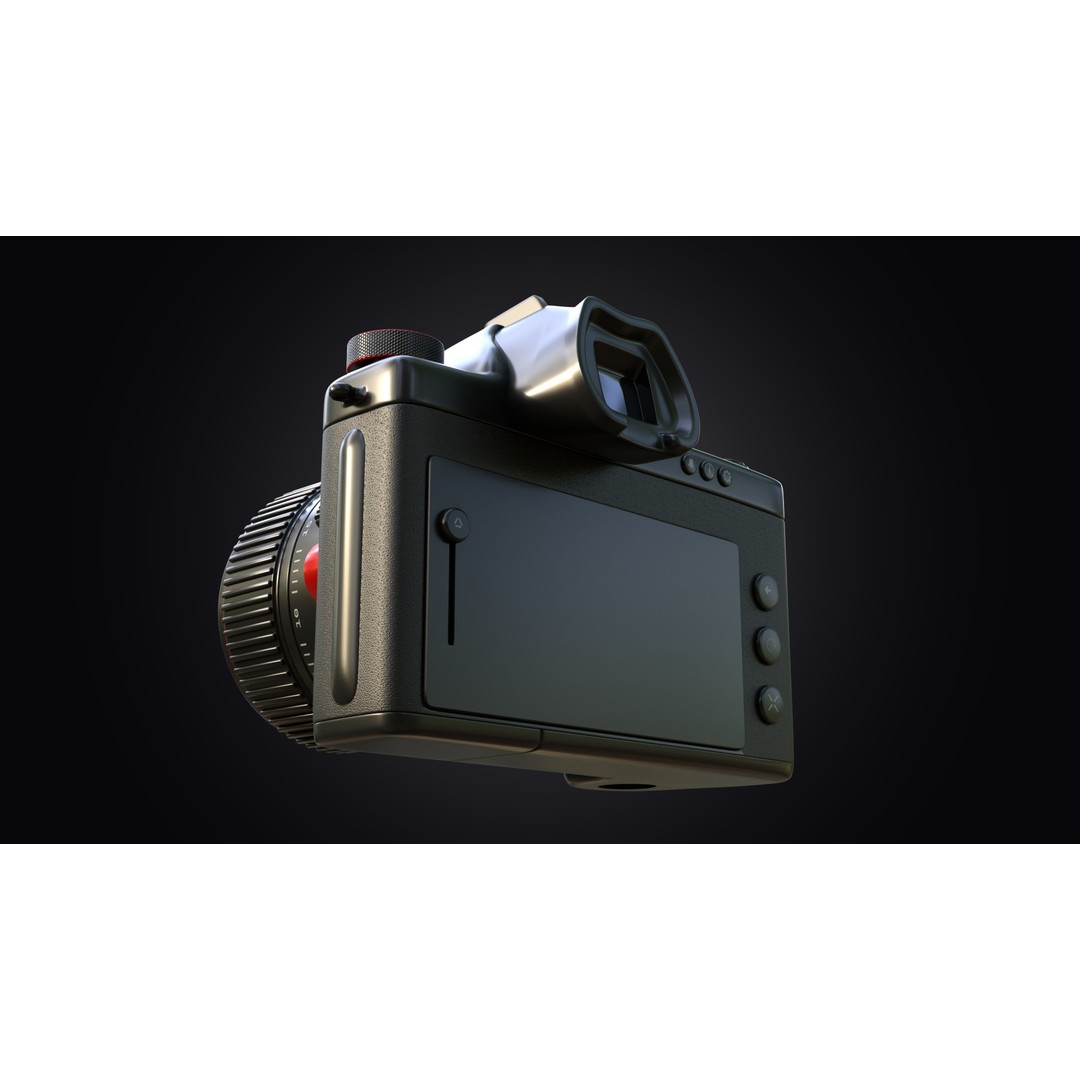 Red Accents DSLR Camera 3D Model – High Poly PBR Asset, FBX - View 7