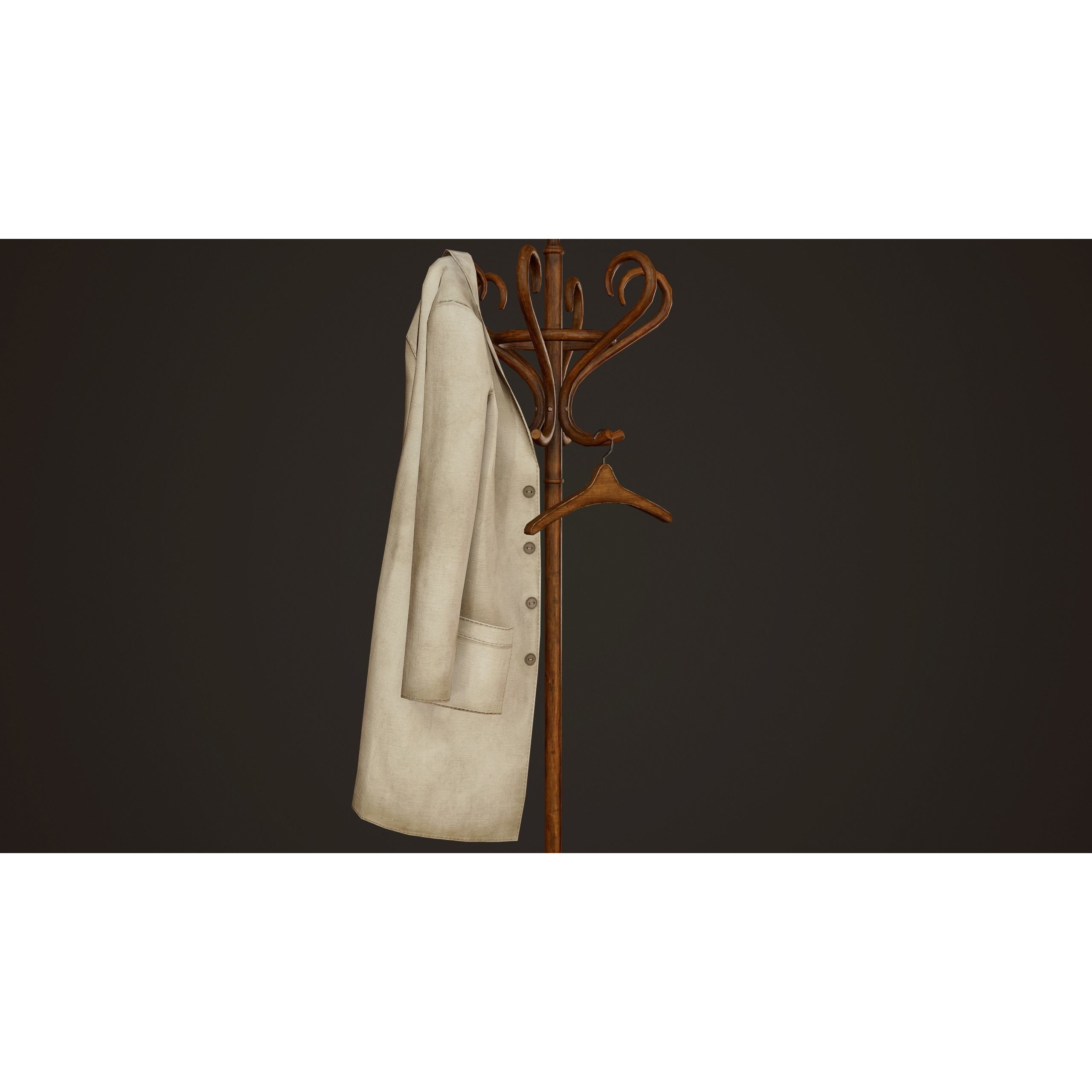 Hospital Coat Rack - Low-Poly Game-Ready 3D Model - View 6