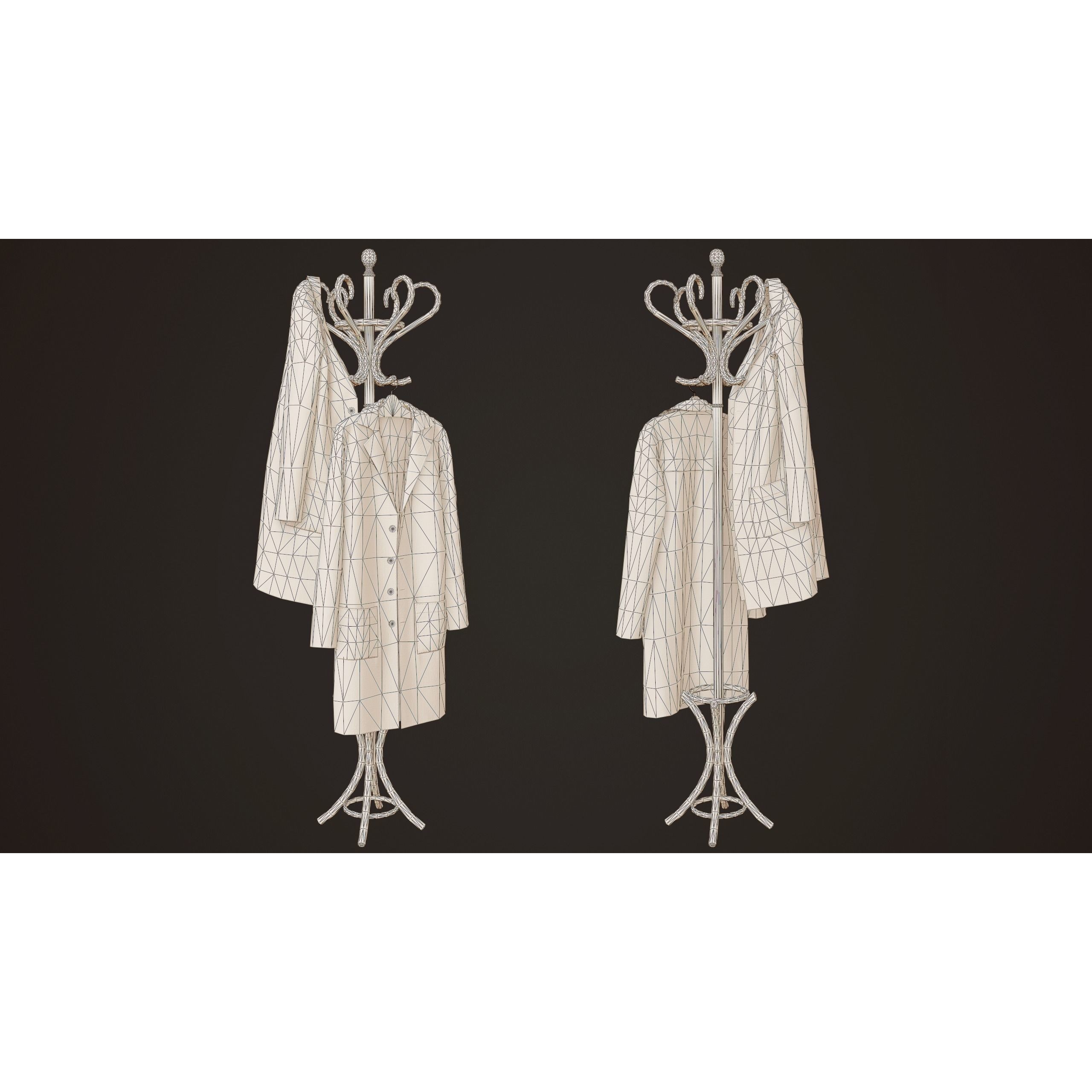Hospital Coat Rack - Low-Poly Game-Ready 3D Model - View 7