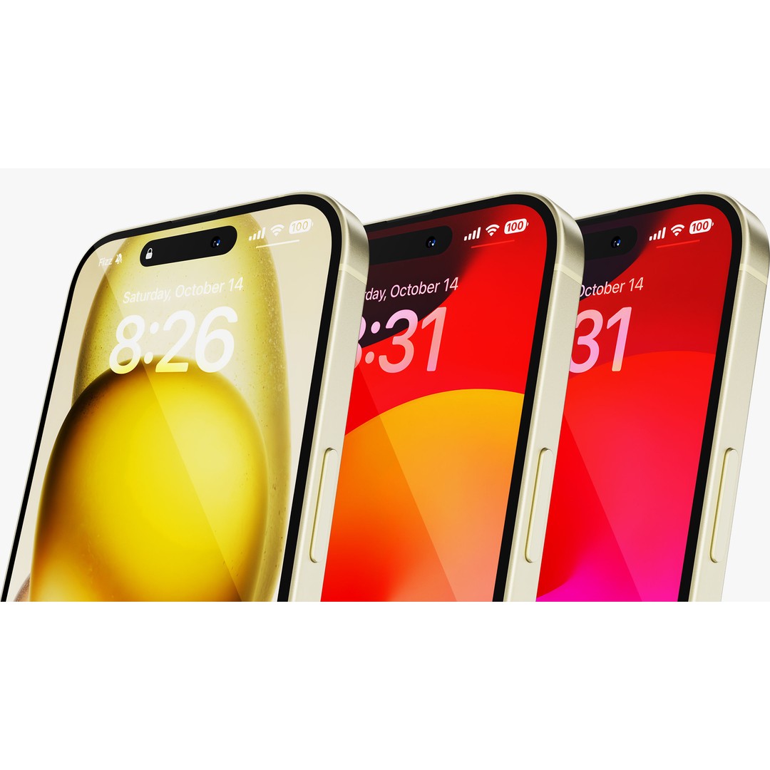 Apple iPhone 15 & 15 Plus Yellow 3D Model – Detailed PBR Asset, FBX, OBJ - View 11
