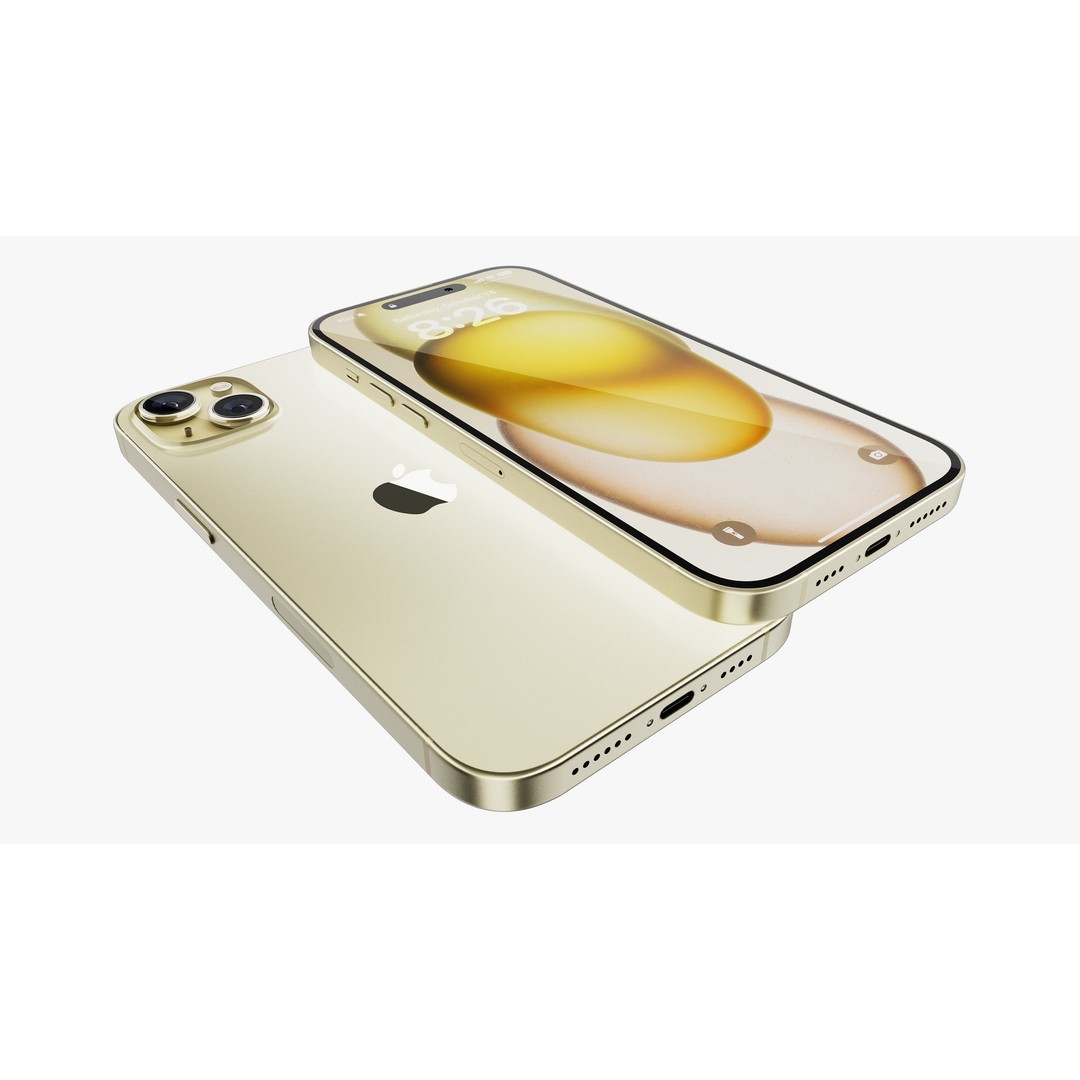 Apple iPhone 15 & 15 Plus Yellow 3D Model – Detailed PBR Asset, FBX, OBJ - View 16