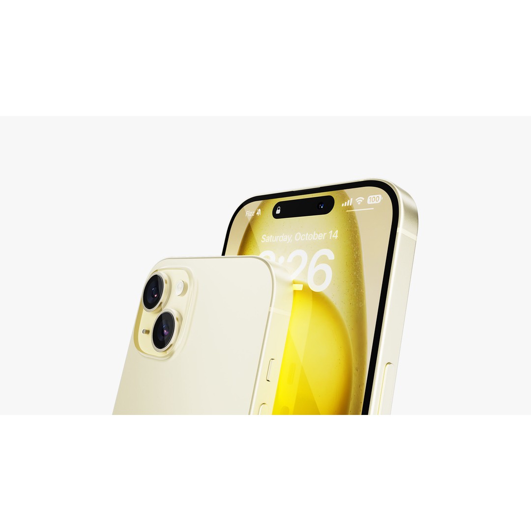 Apple iPhone 15 & 15 Plus Yellow 3D Model – Detailed PBR Asset, FBX, OBJ - View 17