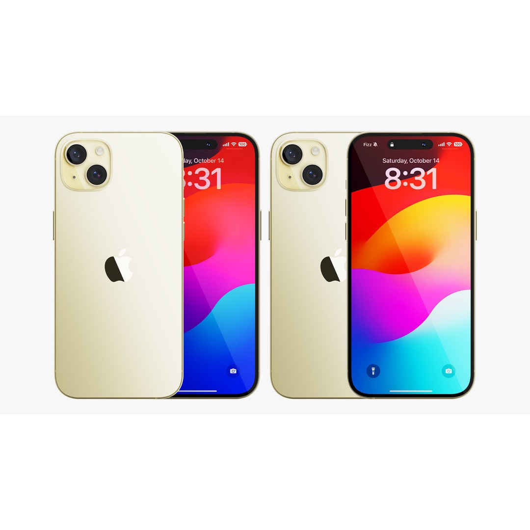 Apple iPhone 15 & 15 Plus Yellow 3D Model – Detailed PBR Asset, FBX, OBJ - View 9