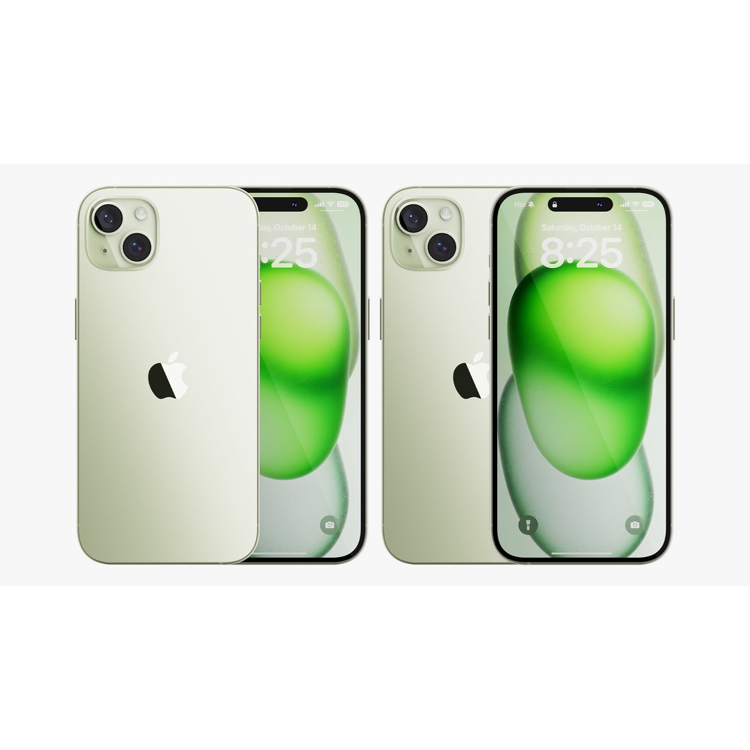 Apple iPhone 15 & 15 Plus Green 3D Model – Detailed PBR Asset, FBX, OBJ - View 7