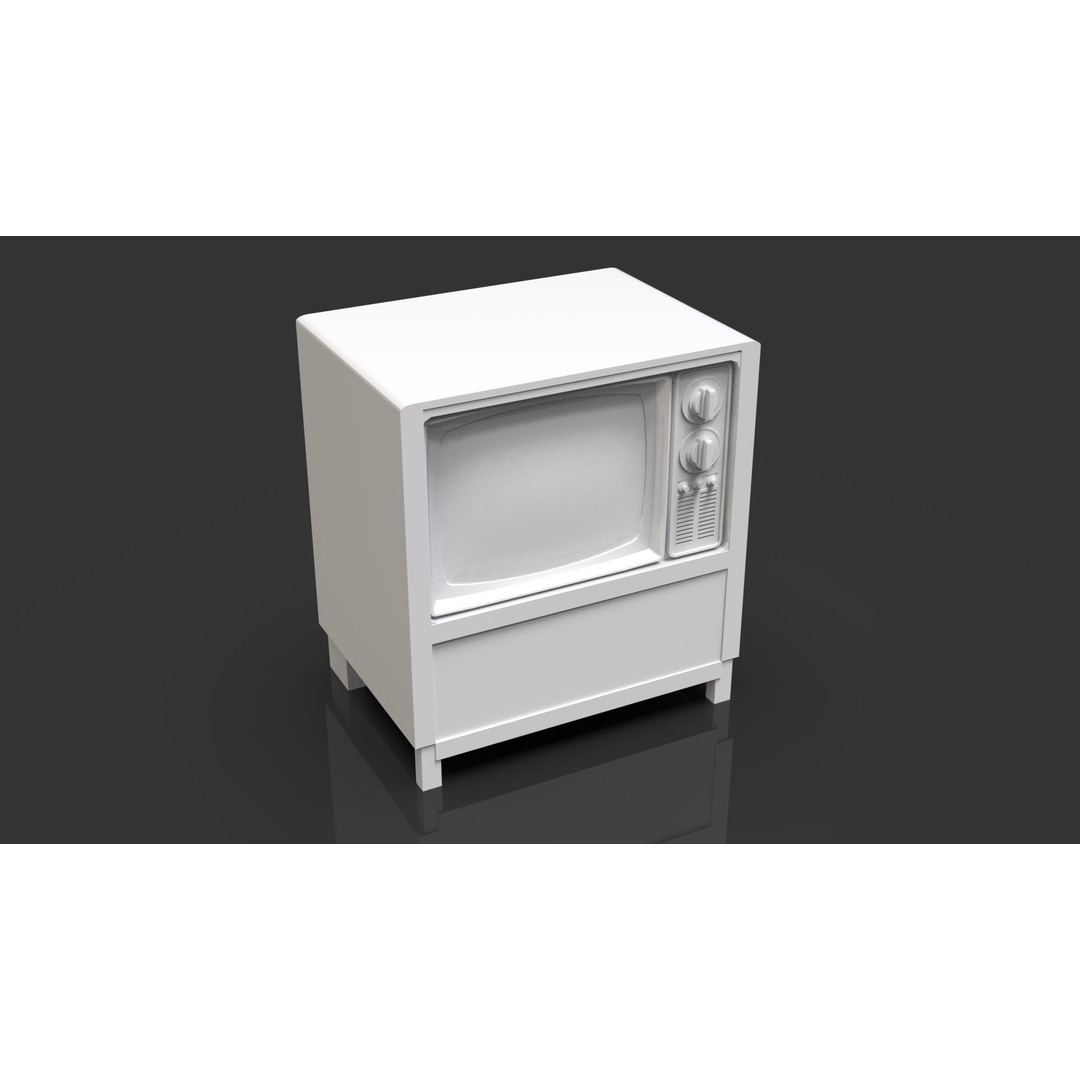 Classic Retro Television 3D Model – Low Poly Game Asset, FBX, OBJ - View 3