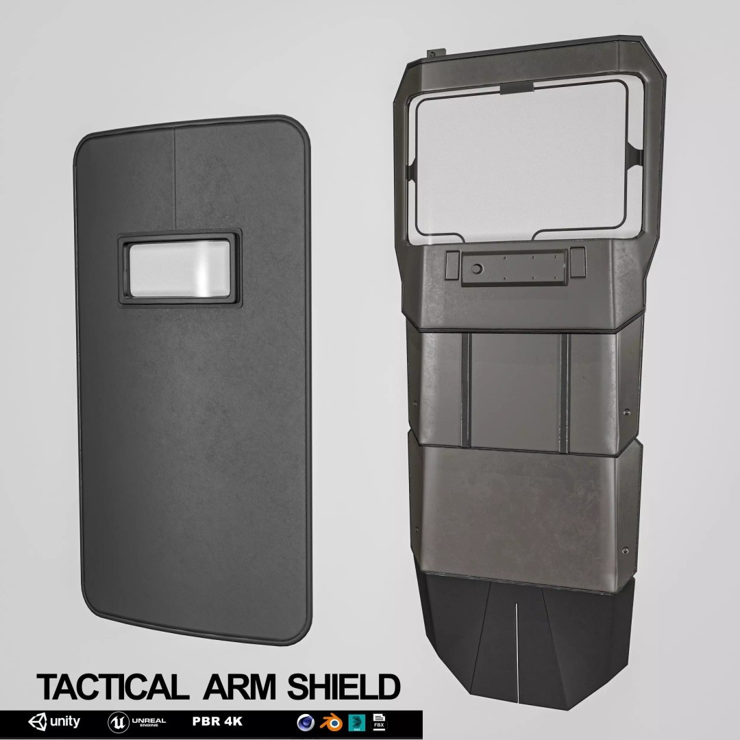 Tactical Arm Shield 3D Model – Low Poly PBR Game Asset, FBX - View 2
