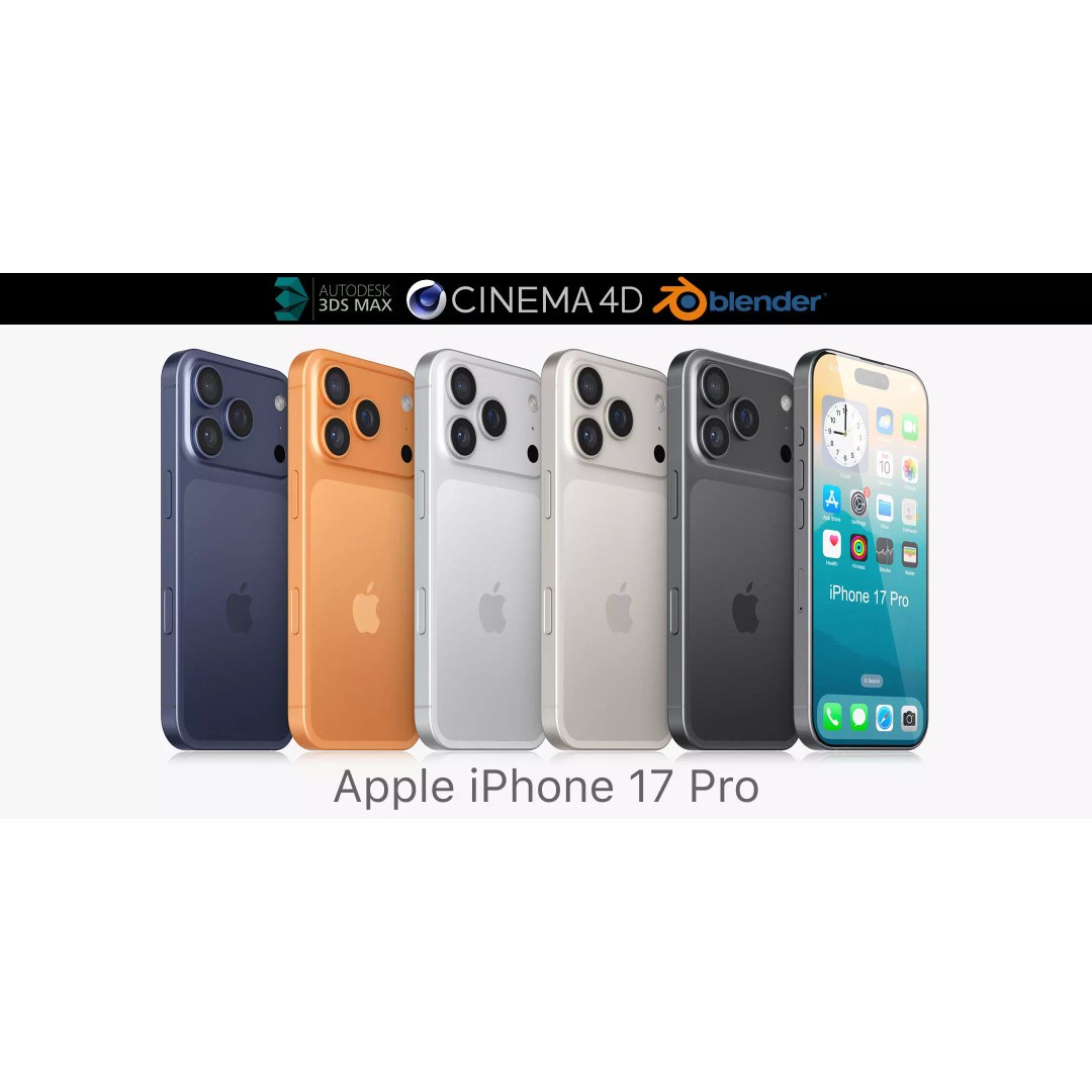 Apple iPhone 17 Pro v2 3D Model – Realistic PBR Asset, FBX, Blender, OBJ - View 2