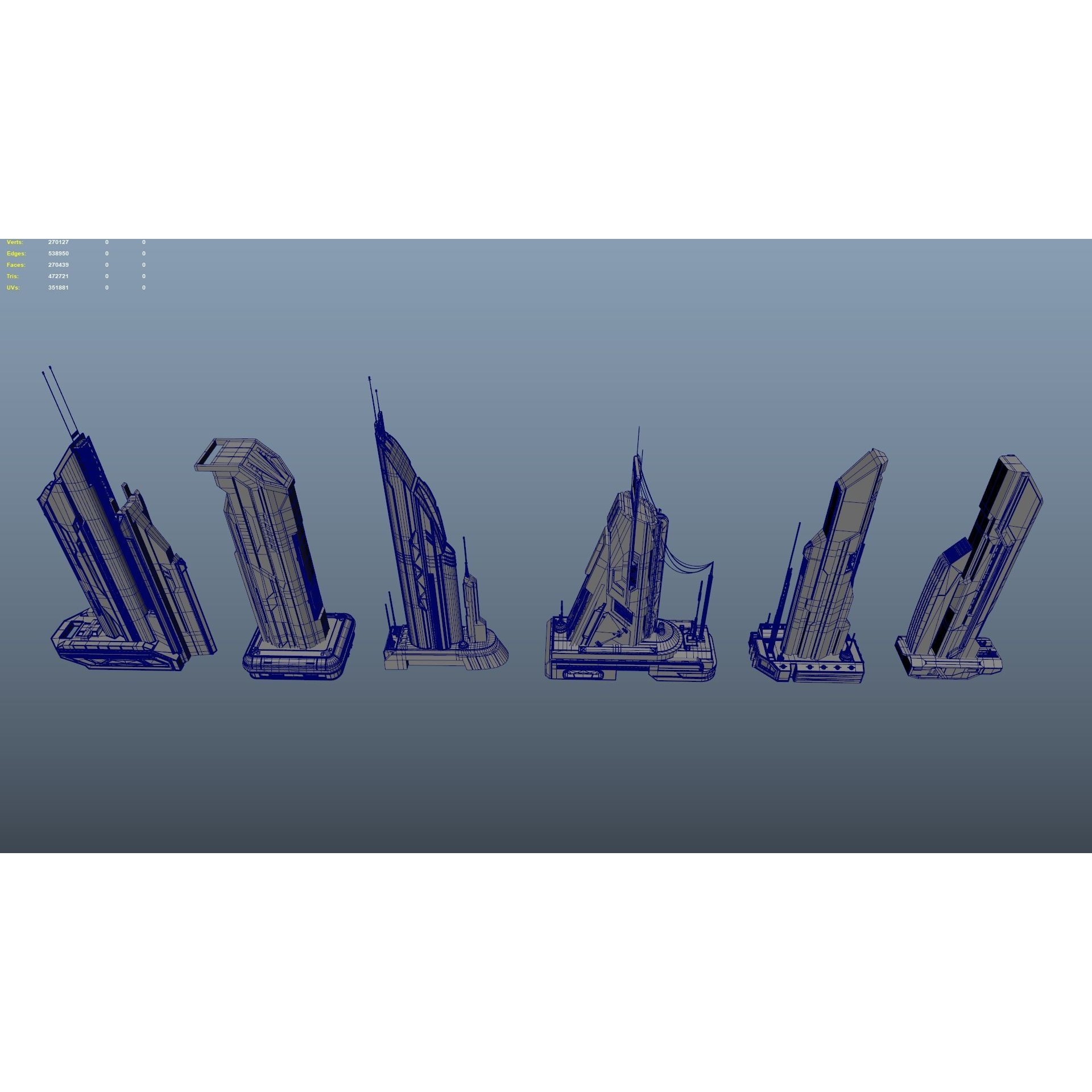 Scifi Building Kitbash Bundle Vol 1 - Game-Ready 3D Model