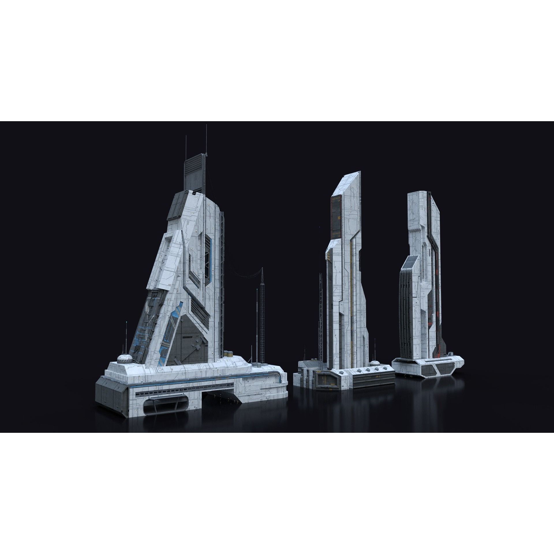 Scifi Building Kitbash Bundle Vol 1 - Game-Ready 3D Model - View 10