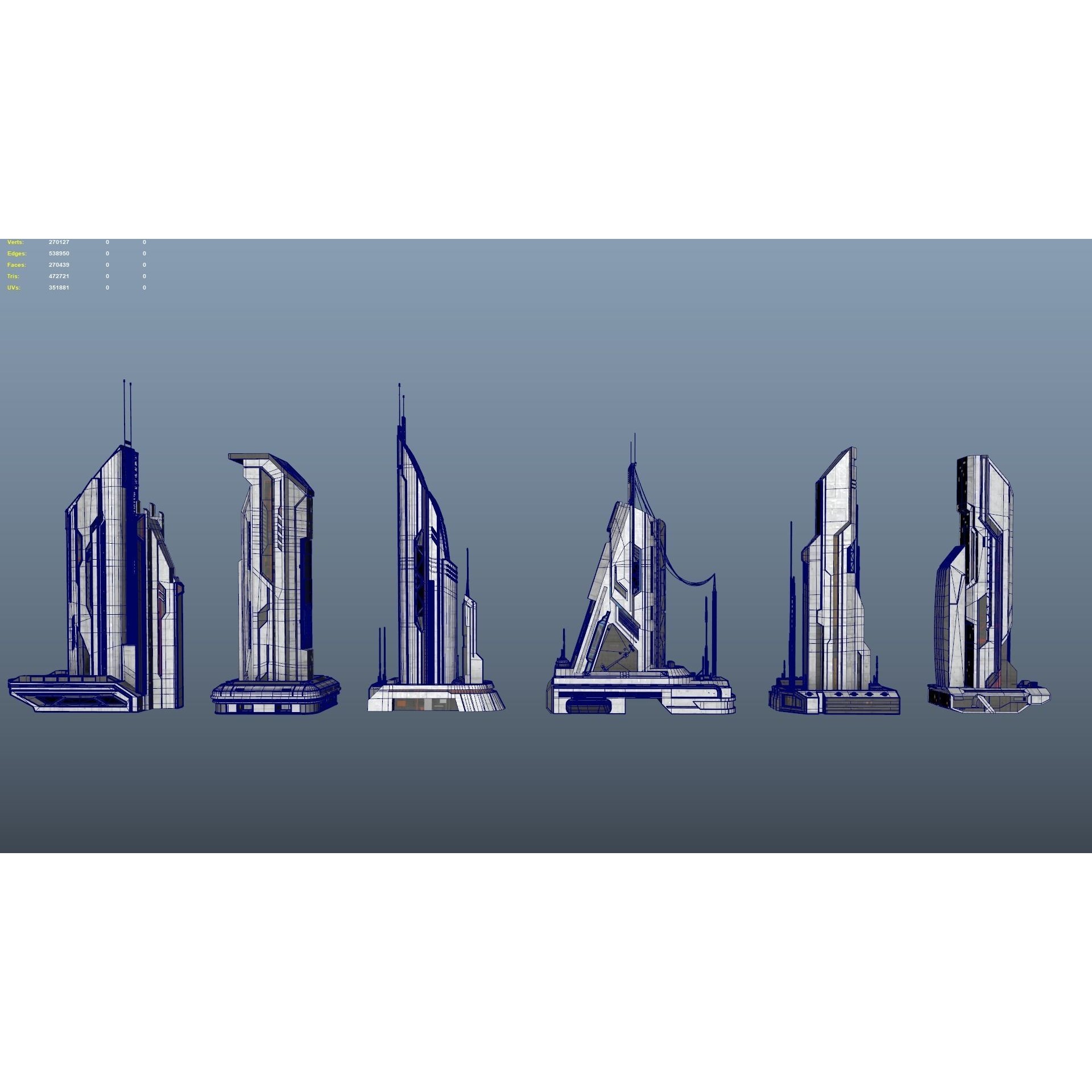 Scifi Building Kitbash Bundle Vol 1 - Game-Ready 3D Model - View 12