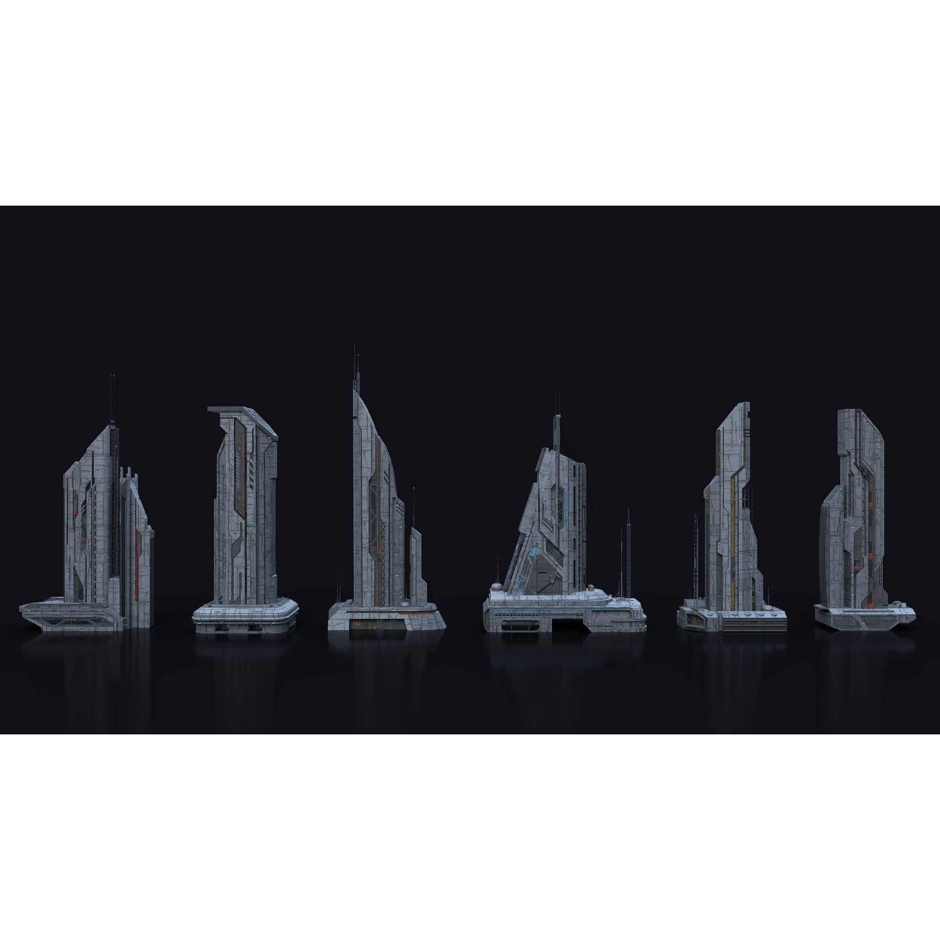 Scifi Building Kitbash Bundle Vol 1 - Game-Ready 3D Model - View 5