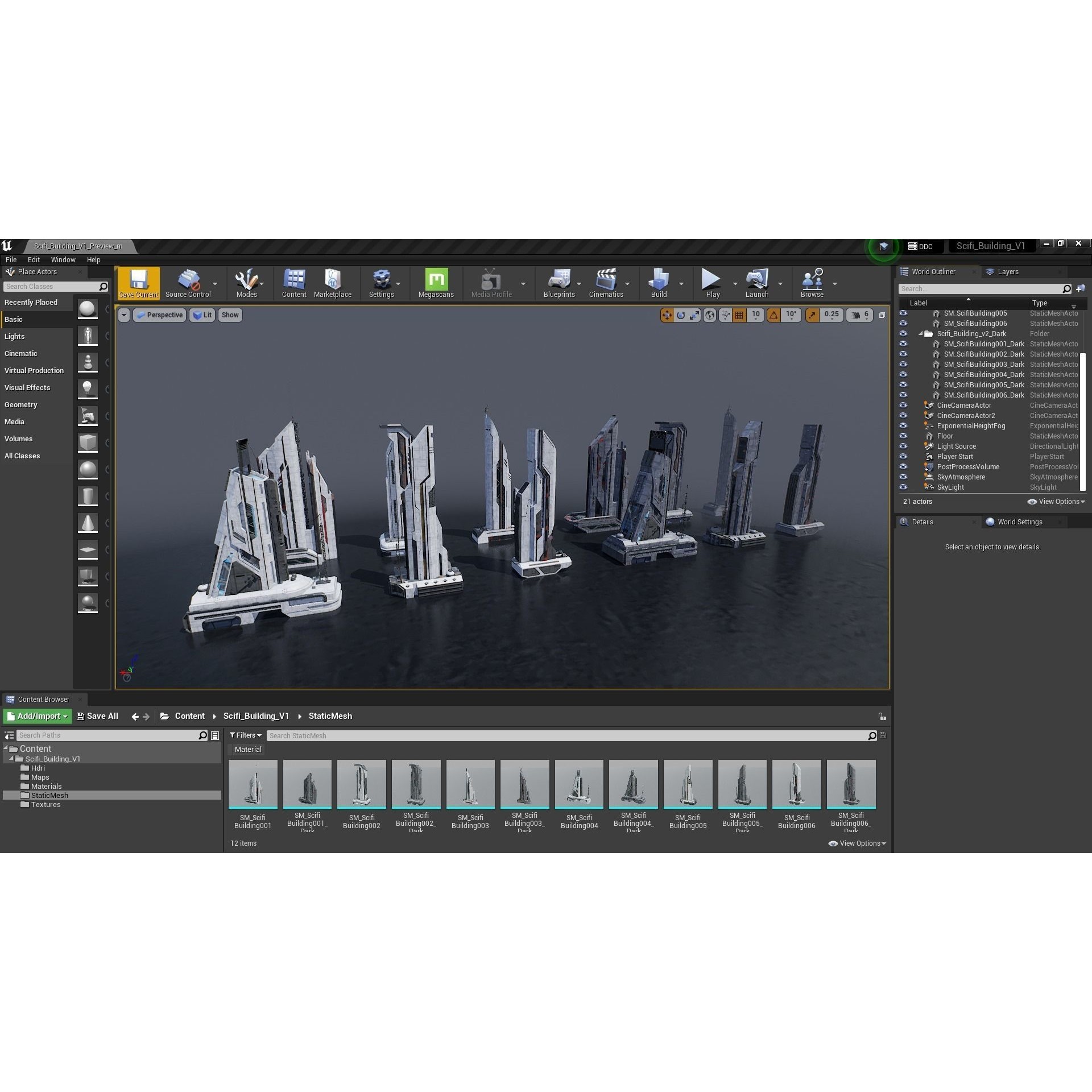 Scifi Building Kitbash Bundle Vol 1 - Game-Ready 3D Model - View 7
