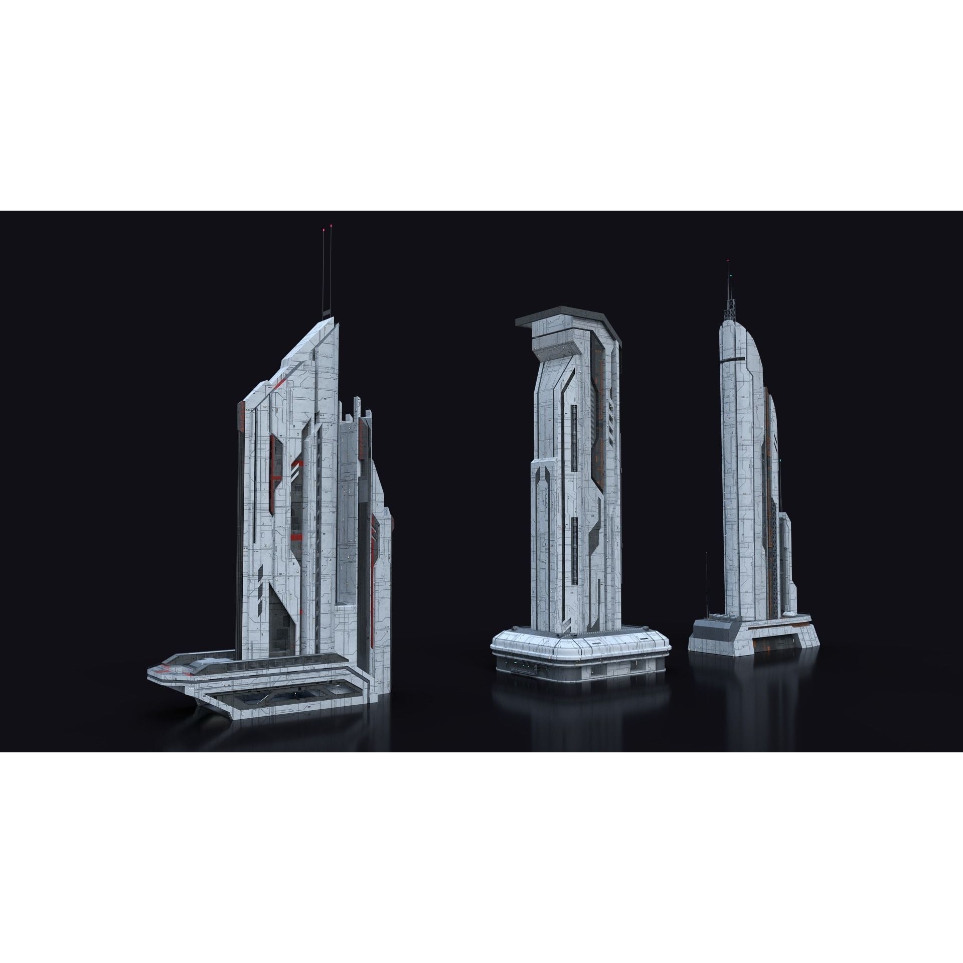 Scifi Building Kitbash Bundle Vol 1 - Game-Ready 3D Model - View 8