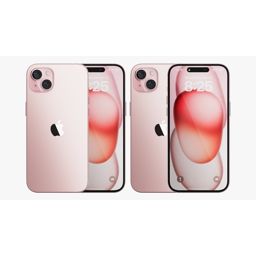 Apple iPhone 15 Pink 3D Model – High Poly PBR Asset, FBX, OBJ - View 7