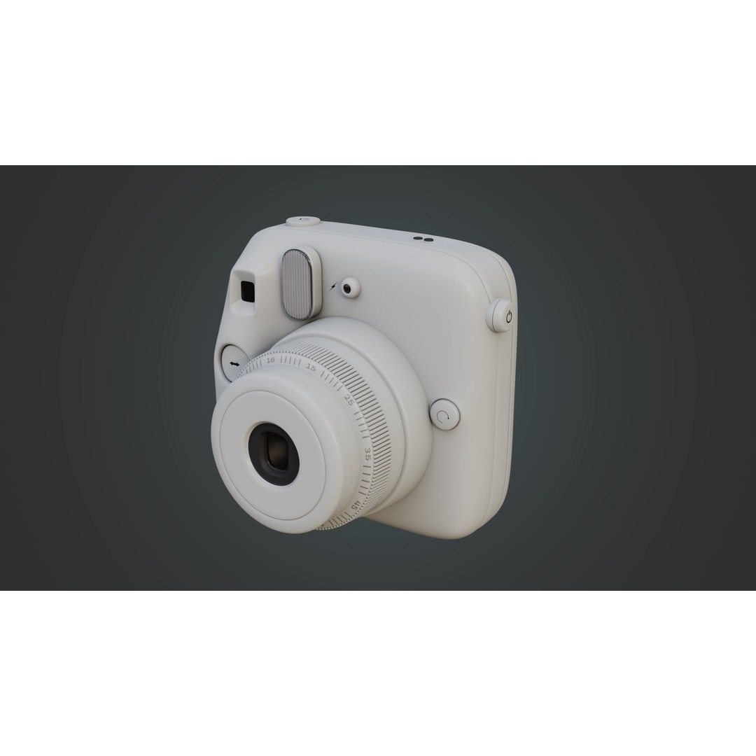 Matte White Instant Camera 3D Model – High Poly PBR Asset, FBX & OBJ - View 3