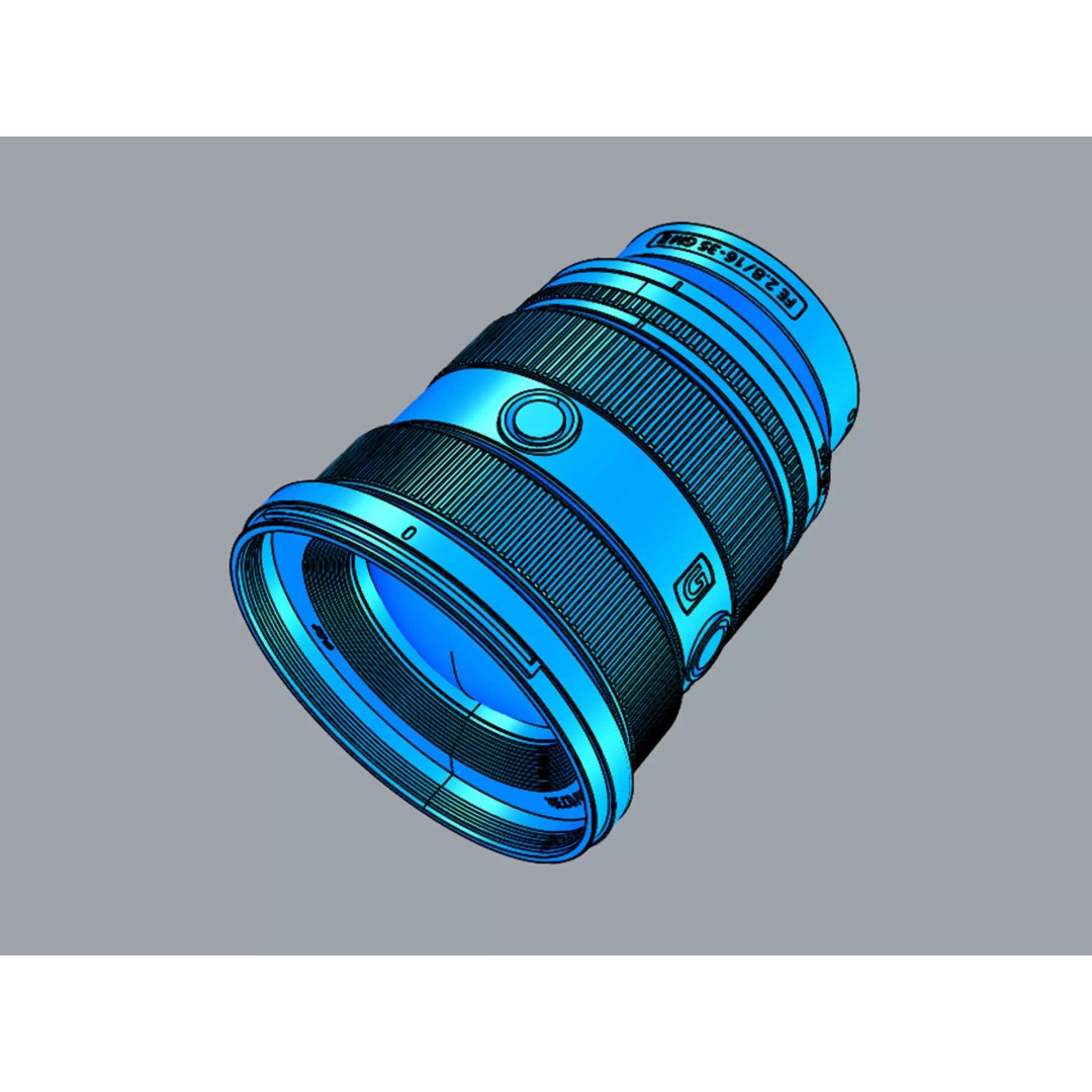 Sony FE 16-35mm f2.8 GM II Lens 3D Model – High Poly PBR Game Asset, FBX - View 15