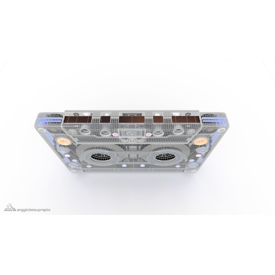 Cassette Player 3D Model – Futuristic Silver Design, FBX, PBR