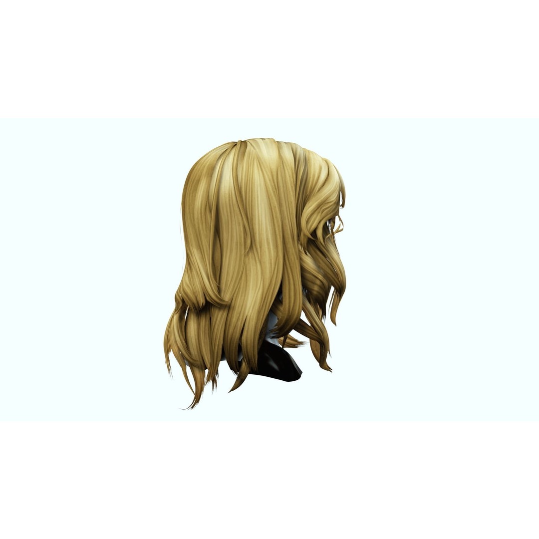 Short Wavy Asymmetrical Hair 3D Model – Low Poly Game Asset, FBX - View 10