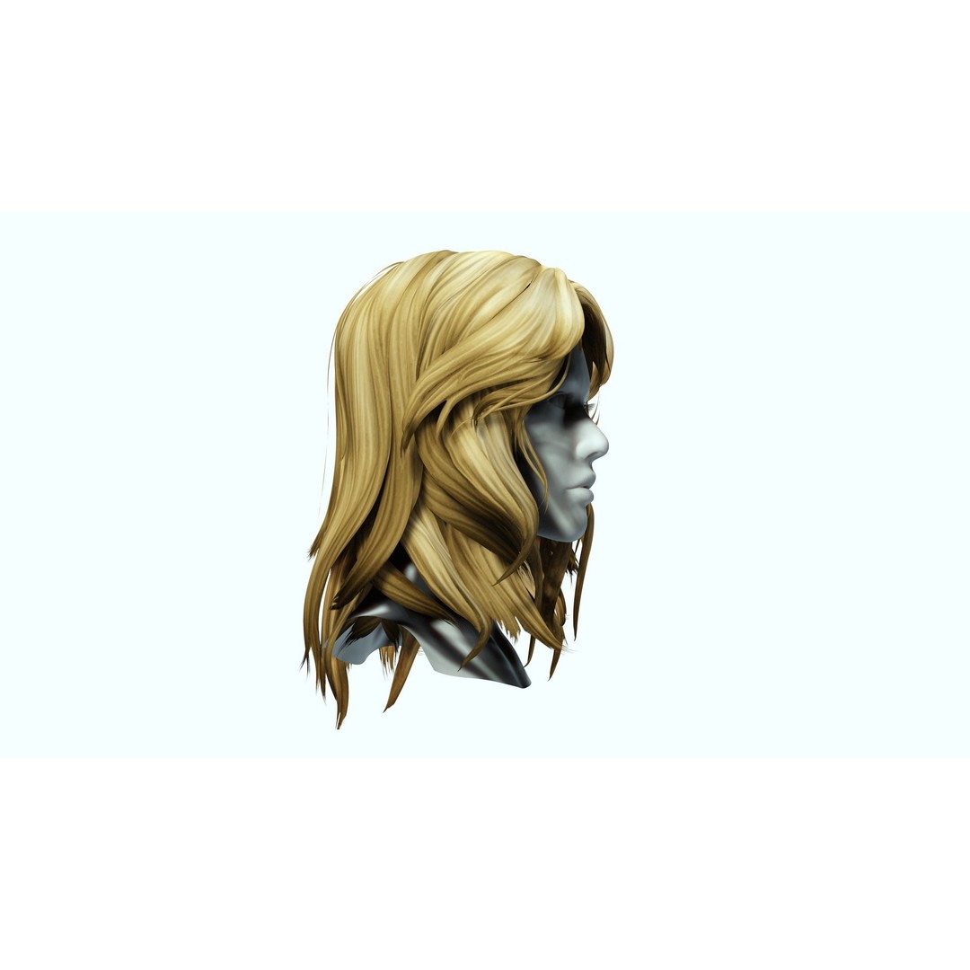 Short Wavy Asymmetrical Hair 3D Model – Low Poly Game Asset, FBX - View 11