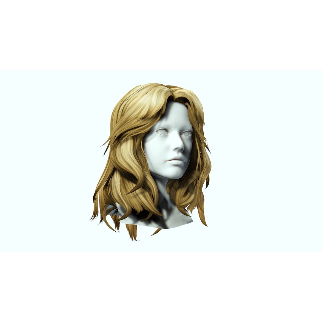 Short Wavy Asymmetrical Hair 3D Model – Low Poly Game Asset, FBX - View 12