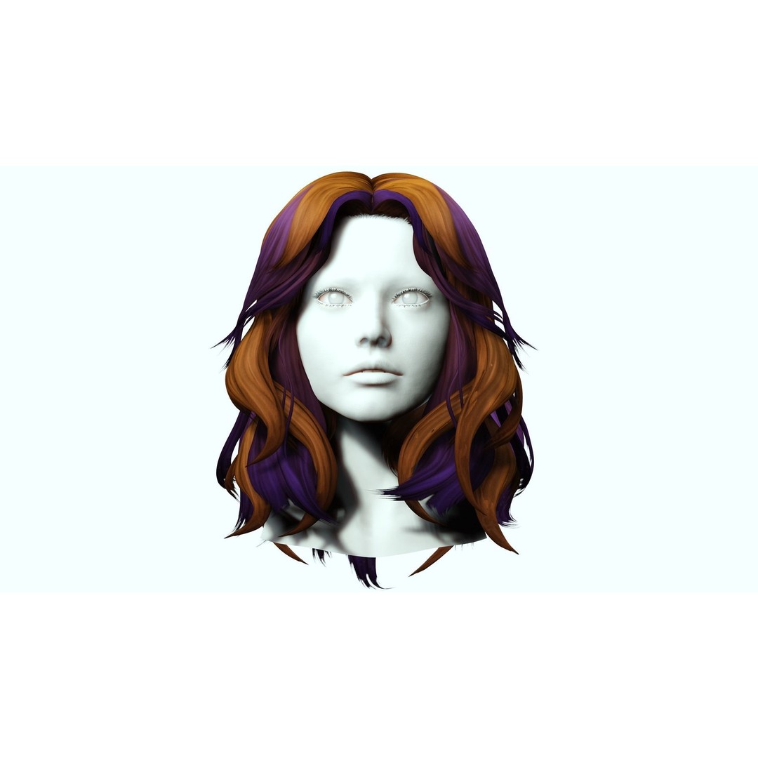 Short Wavy Asymmetrical Hair 3D Model – Low Poly Game Asset, FBX - View 4