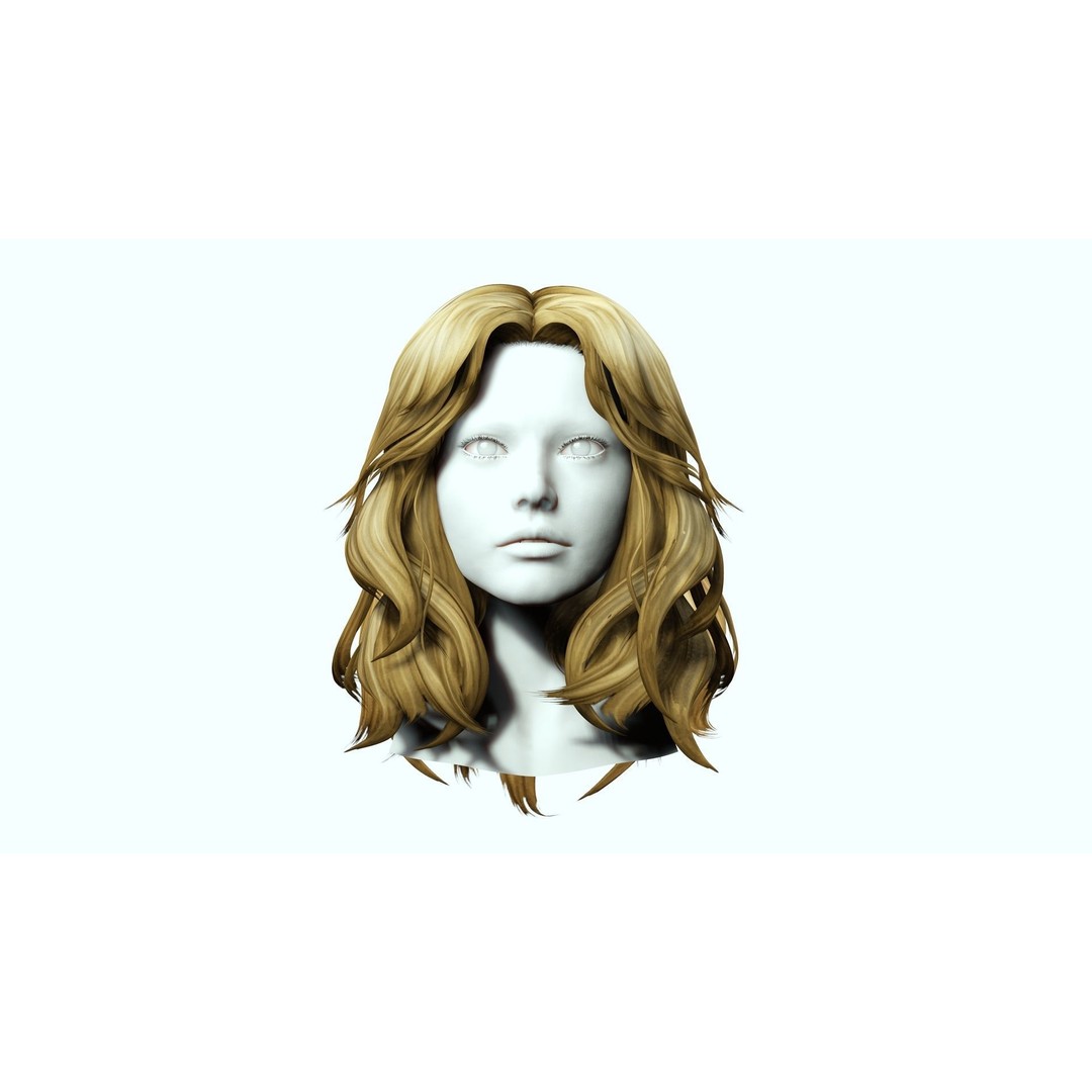 Short Wavy Asymmetrical Hair 3D Model – Low Poly Game Asset, FBX - View 5