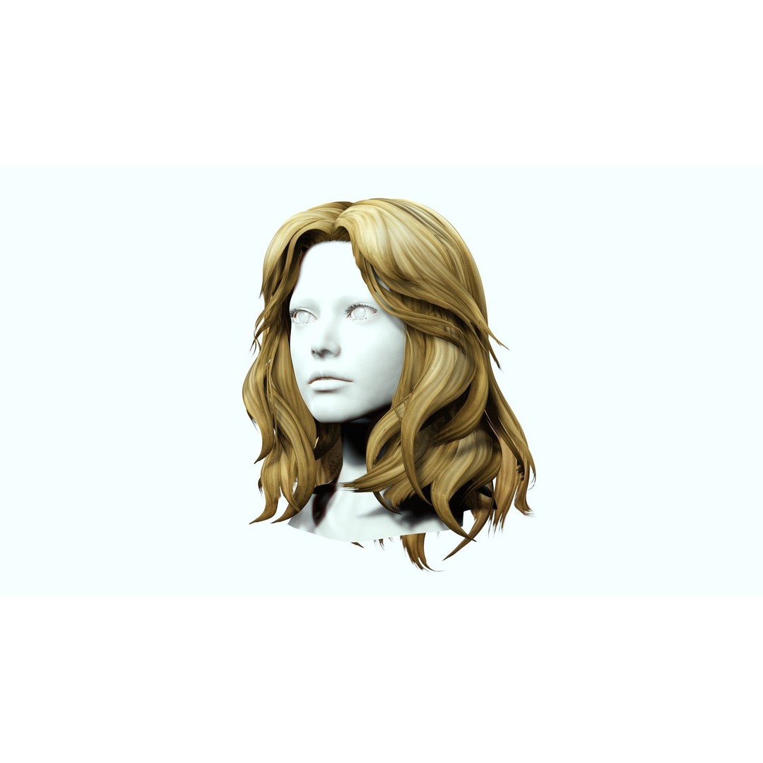 Short Wavy Asymmetrical Hair 3D Model – Low Poly Game Asset, FBX - View 6