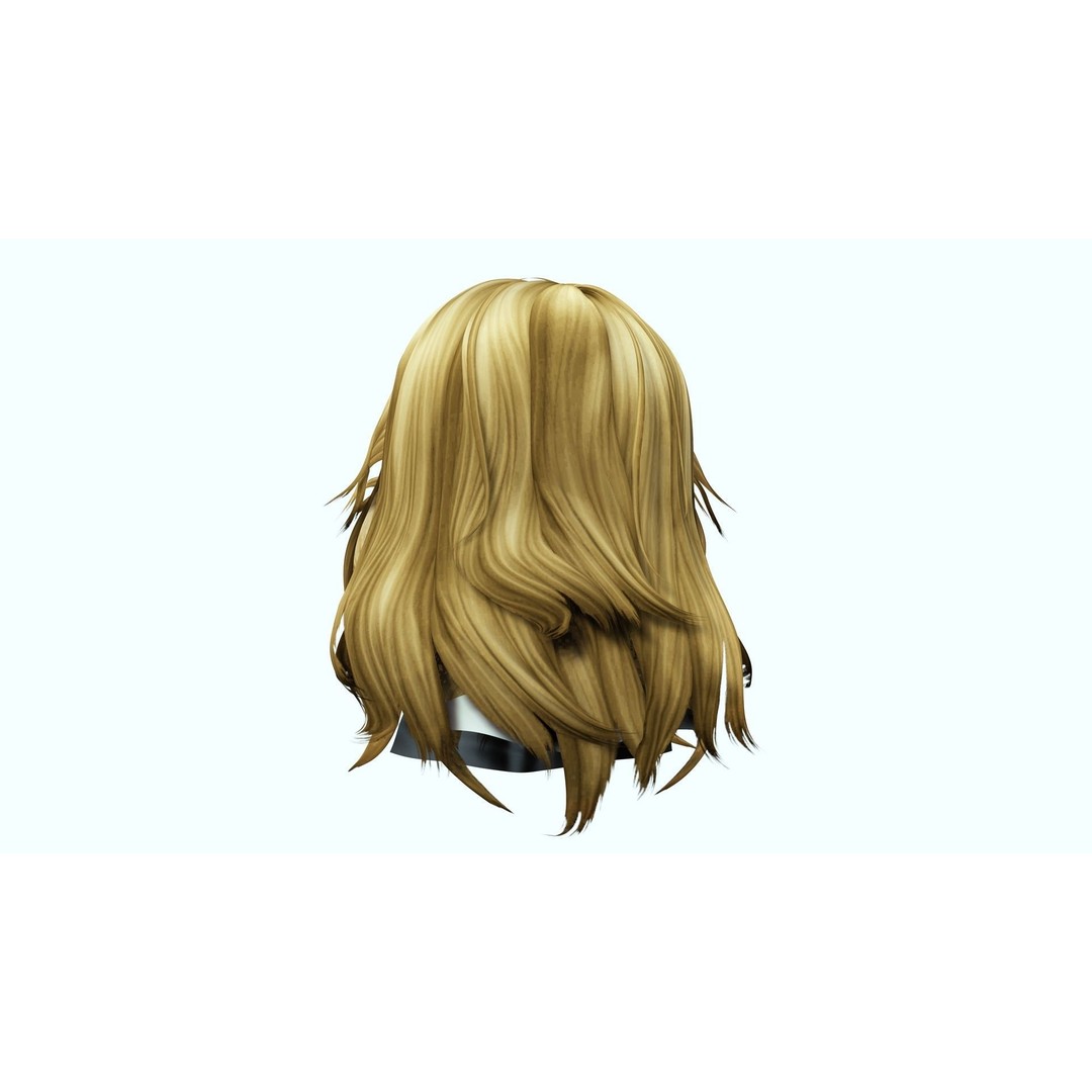 Short Wavy Asymmetrical Hair 3D Model – Low Poly Game Asset, FBX - View 8
