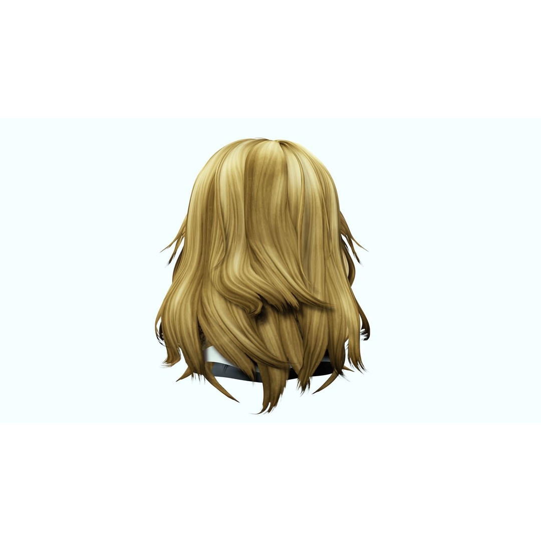 Short Wavy Asymmetrical Hair 3D Model – Low Poly Game Asset, FBX - View 9