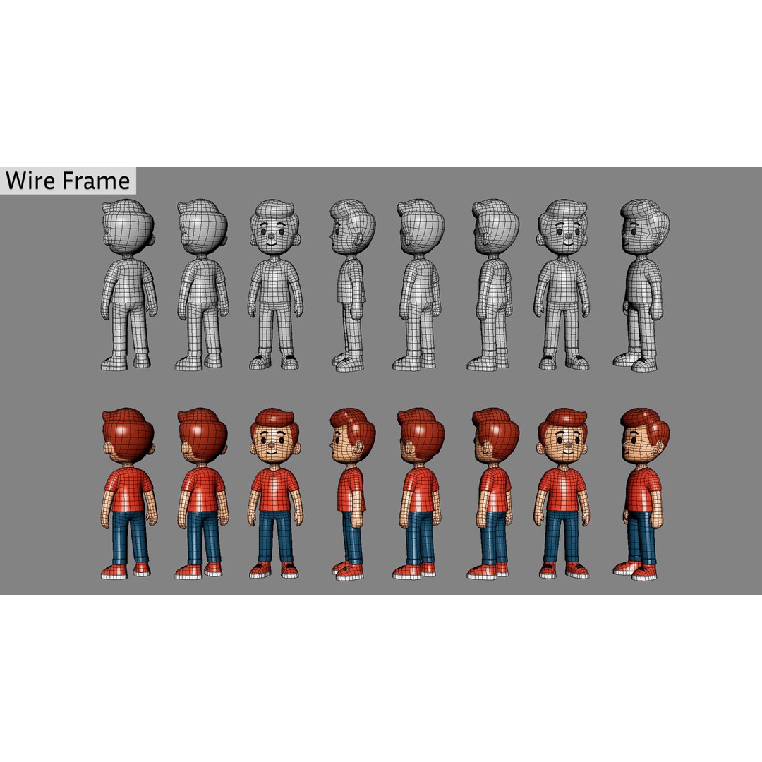 Casual Characters 01 3D Model – Low Poly Stylized Character Pack, FBX - View 12