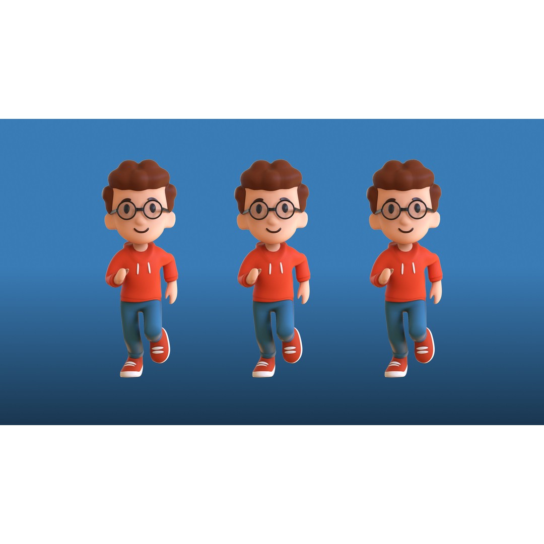 Casual Characters 01 3D Model – Low Poly Stylized Character Pack, FBX - View 15