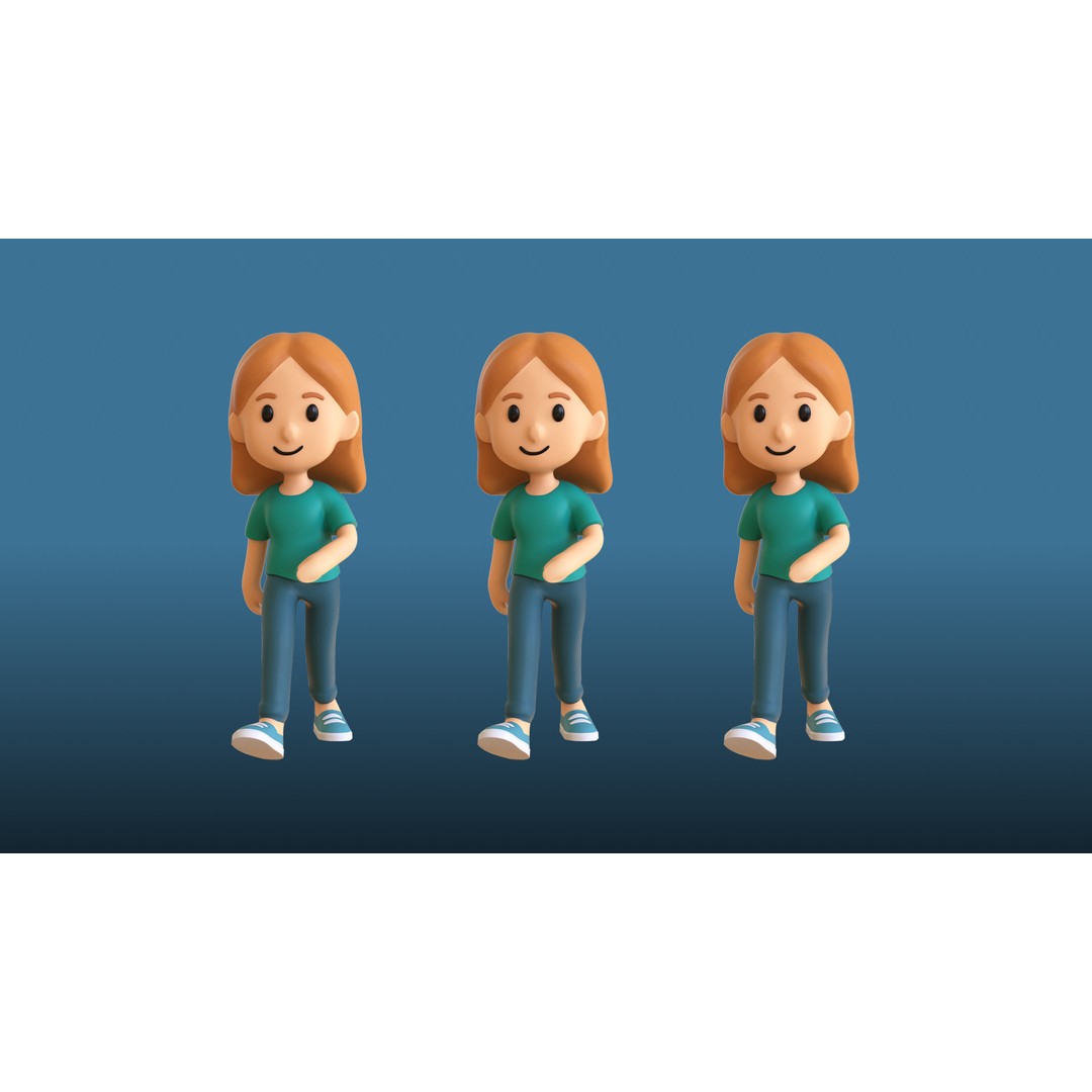 Casual Characters 01 3D Model – Low Poly Stylized Character Pack, FBX - View 16