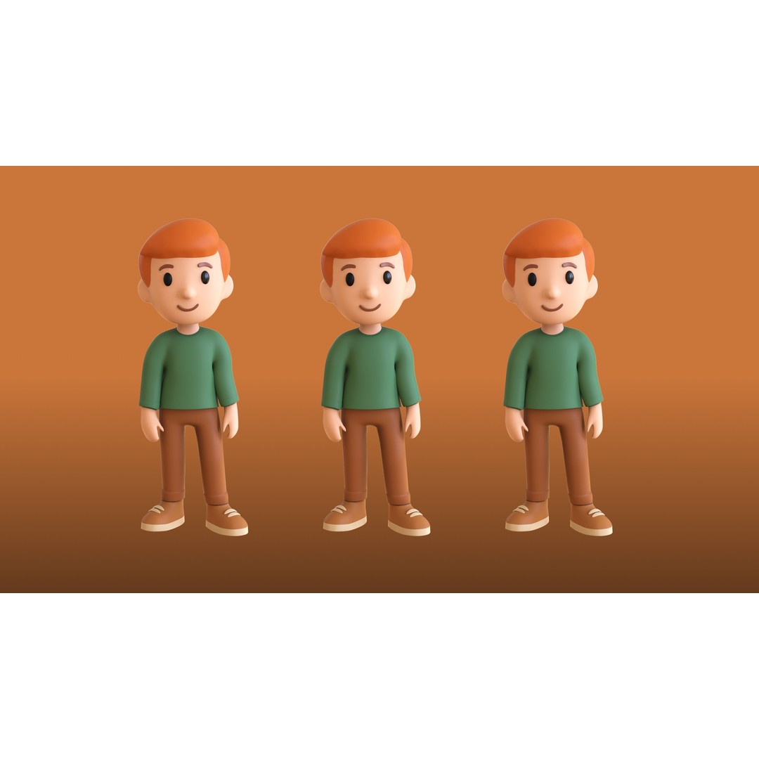 Casual Characters 01 3D Model – Low Poly Stylized Character Pack, FBX - View 17