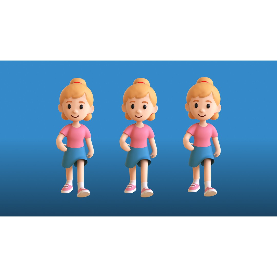 Casual Characters 01 3D Model – Low Poly Stylized Character Pack, FBX - View 19