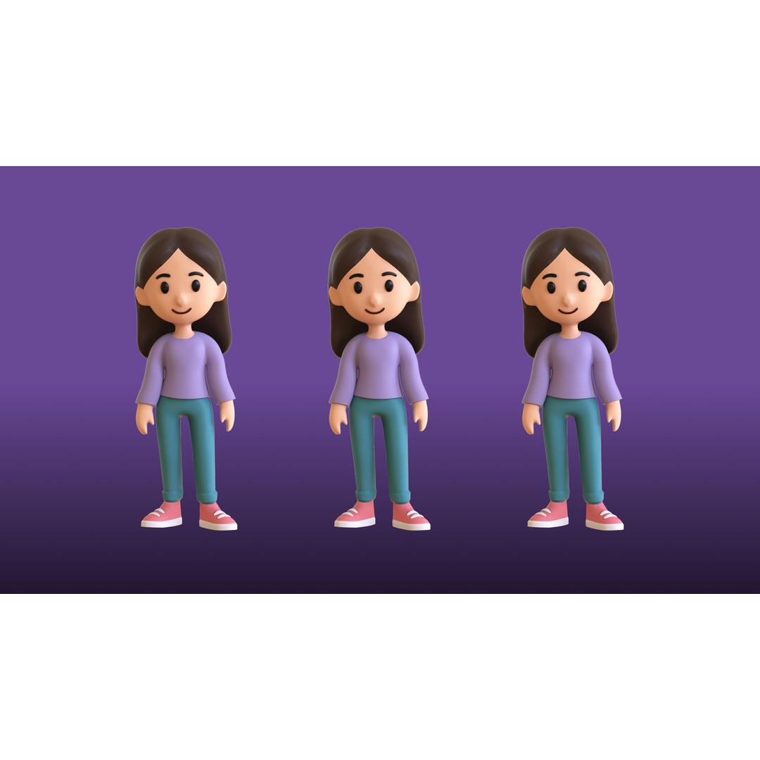 Casual Characters 01 3D Model – Low Poly Stylized Character Pack, FBX - View 21