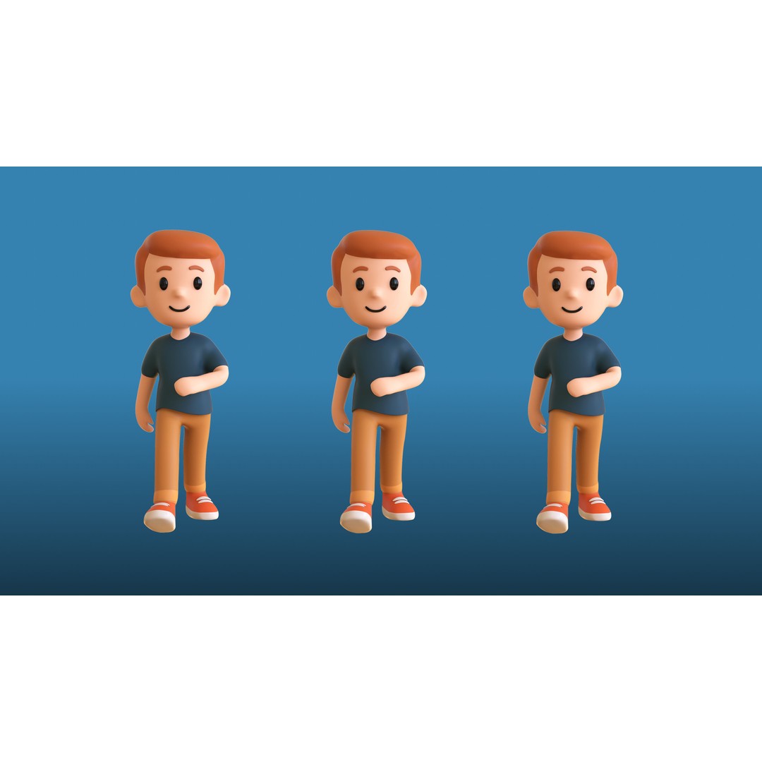 Casual Characters 01 3D Model – Low Poly Stylized Character Pack, FBX - View 22